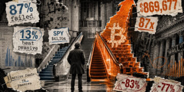Bitcoin turned $10,000 into $870,000  in a decade where 87% of active stock funds failed to beat passive rivals