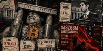 Fed Chair Kevin Warsh triggers a $488 million crypto liquidation cascade as rate-hike expectations rise